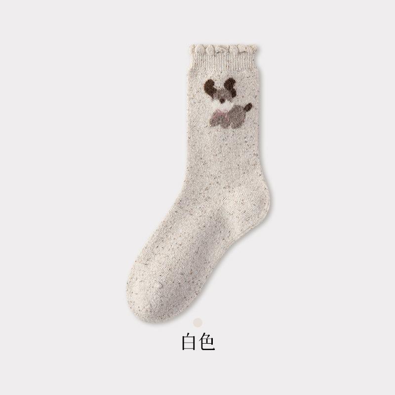 Thickened Warm Wool Socks Cute Cartoon Ideas Yarn Tube Socks Children Puppy Pile Stockings