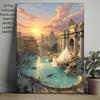 1 Box of Puzzles 1000pcs Puzzle Art Wall Decoration C Comic Style Early Morning Sunrise at Trevi Fountain in Rome Puzzles, Home Wall Art Decor, Suita