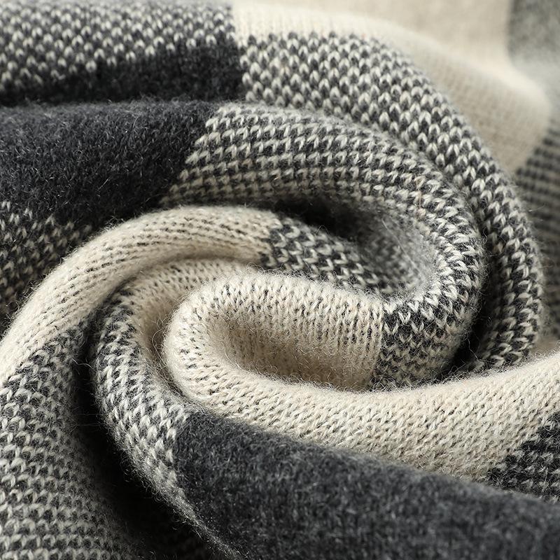 2025 Winter Light Luxury 100% Pure Cashmere Scarf Men's Autumn and Winter Thickened Warm Plaid Scarf Gift Box