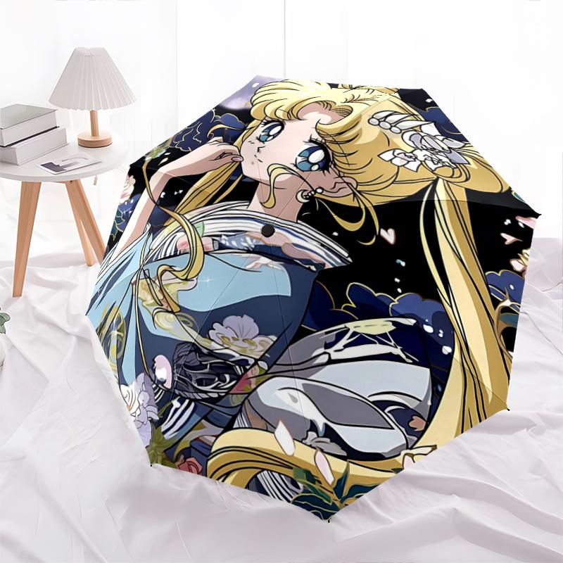 

1pc Sailor Moon s Grace and Floral Elegance Automatic Opening and Closing Cartoon Practical Umbrella - Small Umbrella Suitable for Various Occasions,