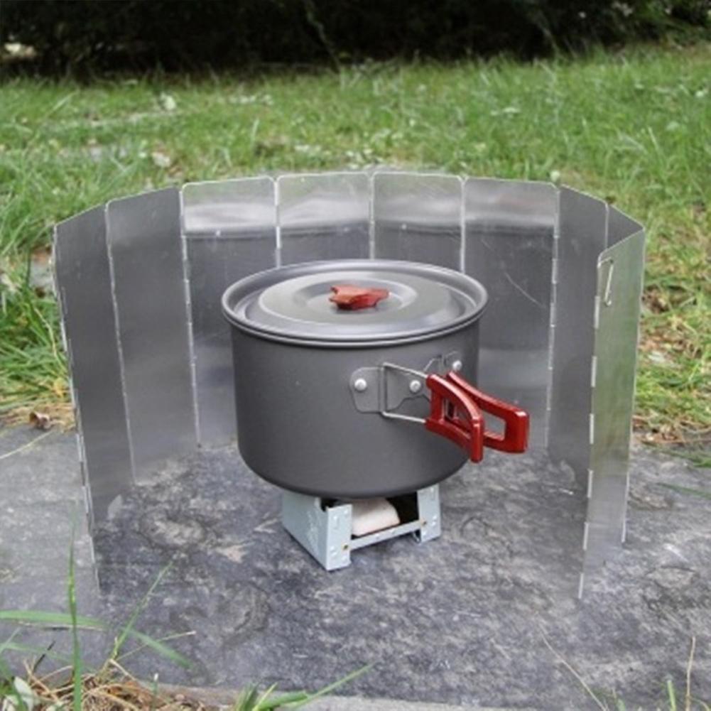 Camping Stove Windscreen 12/14/16 Plates Folding Outdoor Gas Stove Windshield Heat Shield Picnic Cooking Burner Windproof Screen