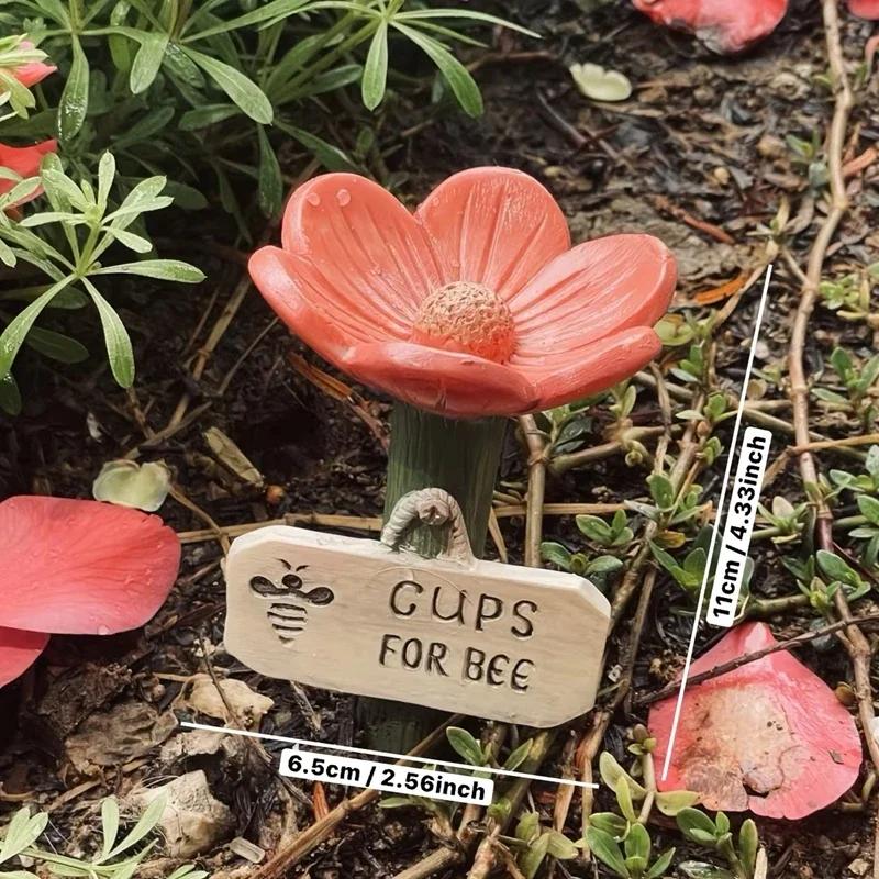 Bee Bath With Flower Design Bee Pollinator Feeder Drinking Cup For Thirsty Pollinators Insects For Outdoor Garden Yard Decor