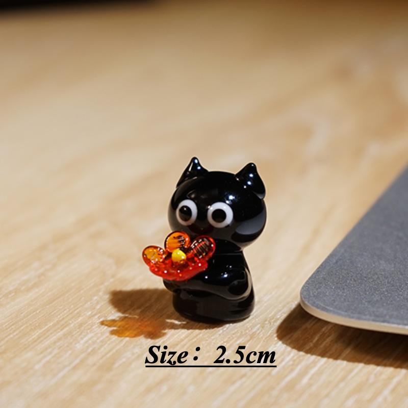Cartoon Black Cat Mini Glass Ornaments Handmaking Kitten Cute Crafts Colored Glaze Table Decoration for Birthday Gifts 2025 New