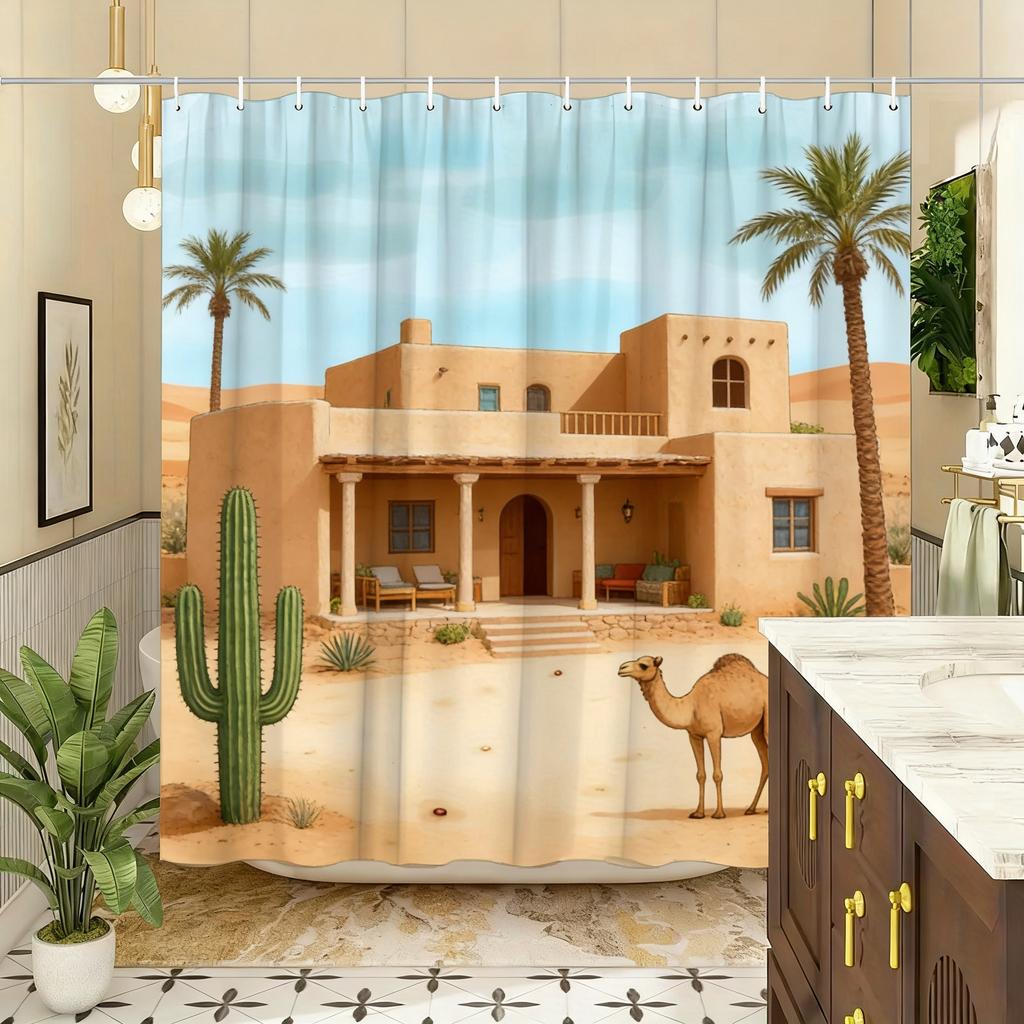 Whimsical Candy House & Gnomes with Lollipops Waterproof Shower Curtain for Bathroom Decor