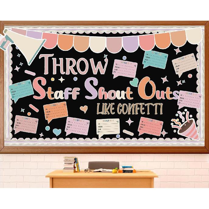 Staff Shout Out Bulletin Board Decorations Throw Staff Shout Out Like Confetti Bulletin Board Set Boho Appreciation and Recognition DIY Craft Cutouts
