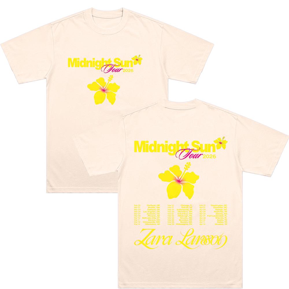 Z-Zara Larsson Midnight Sun Tour 2026 T-shirts Short Sleeve Cotton Male T Shirt Casual Fashion Unisex Streetwear Hip Hop Clothes