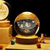 Gift Festival USB LED Night Light, Galaxy Crystal Ball Lamp, 3D Planet Moon Lamp, Home Decoration