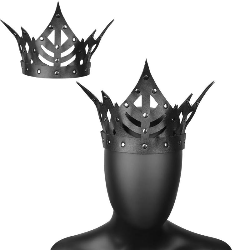 2022 Autumn Collection Gearduke Pu Leather Punk Crown Headpiece For Adults