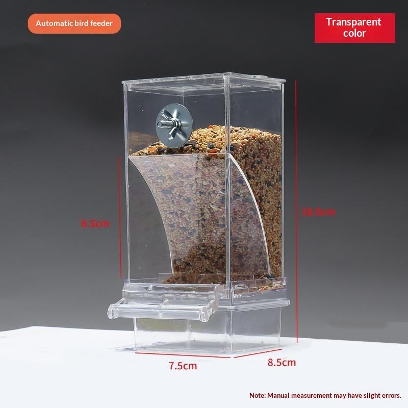 Mangiatoia Automatica per Uccelli Senza Sporco Gabbia Trasparente Dispenser di Cibo Appeso Facile da Ricaricare per Pappagalli Calopsitte Uccelli Piccoli