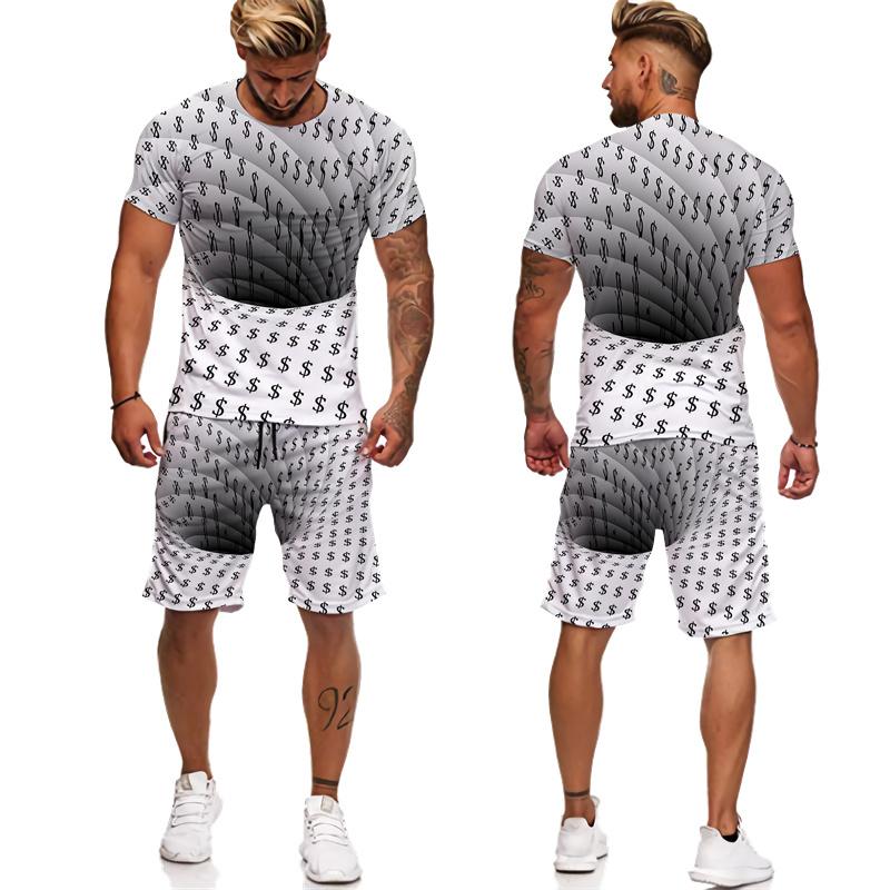 Chándales con estampado abstracto para hombre, camisetas/pantalones cortos/conjuntos con estampado geométrico 3D, ropa informal estilo Hip Hop, trajes de 2 piezas Harajuku para parejas