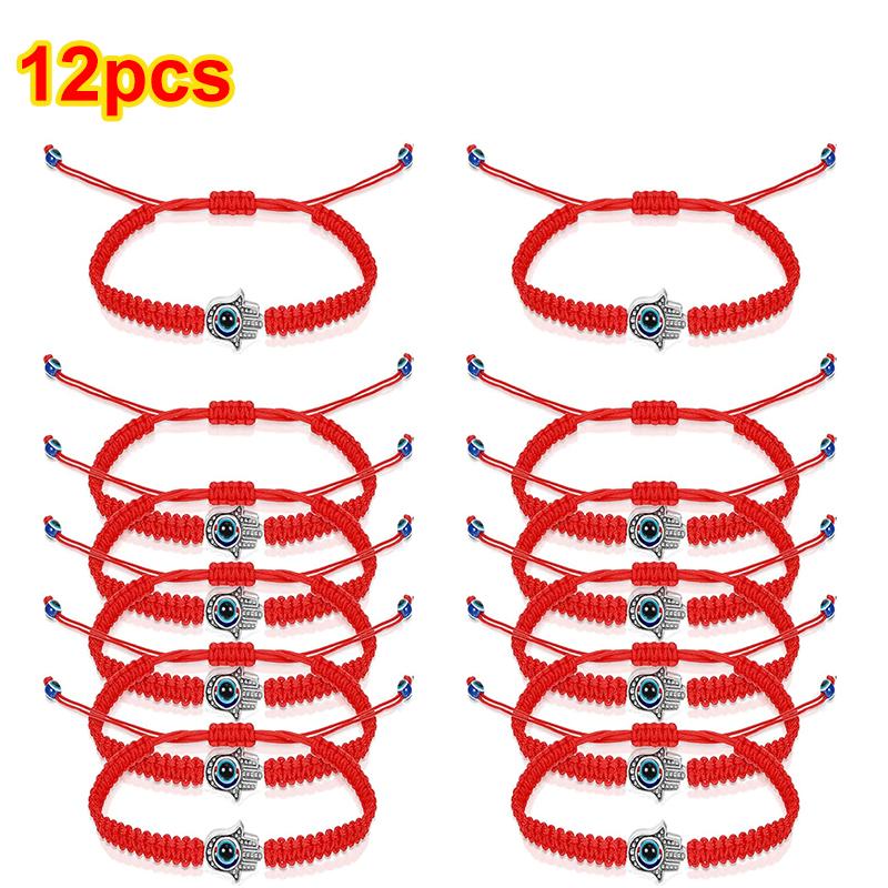 12Pcs/Set Handmade Turkish Lucky Evil Eye Bracelets For Women Men Blue Eyes Braided Red Rope Lucky Bracelet Friendship Jewelry