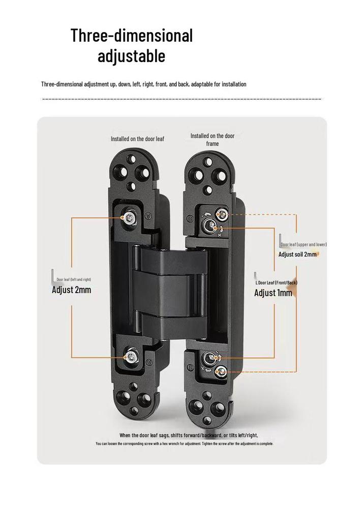 Invisible Adjustable Silent Hinge for Concealed Folding Doors