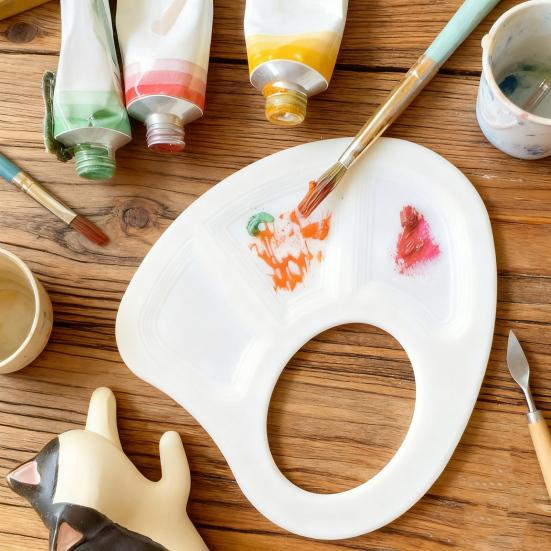 Handheld Color Palette Plastic Makeup Painting Palette Tray Portable Color Mixing Tray for Watercolor