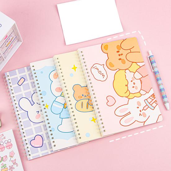 Carini Quaderni Spiralati A5, Diari Animaletto Kawaii, Quaderno con Fogli Rigati 20,7 x 14 cm, Diario di Scrittura da 60 Fogli per Scuola Ufficio Bambini Adolescenti