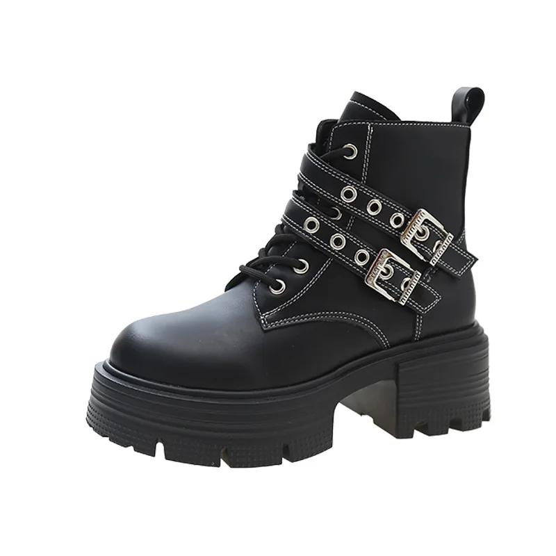 

Ботинки Martin женские 2024 года новые популярные осенние ботинки на толстой подошве в британском винтажном стиле в стиле вестерн из денима короткие ботинки премиум-класса 35 чёрный