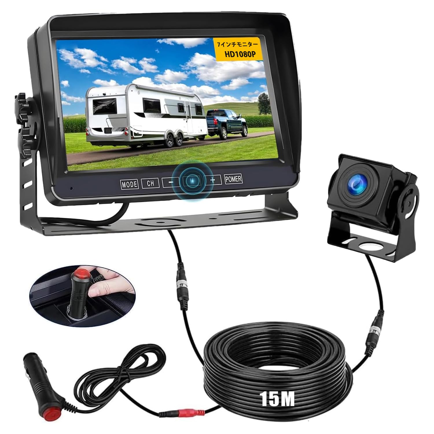 

SEMHALF AHD Backup Camera Monitor Dual IPS LCD Ultra Night IP69 Dustproof and Guide Line Switchable Normal and Mirrored Compatible with 12V to Wide