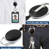 Rope Retractable Work Permit Card Set Carabiner Reel Clip Hard Shell Protective Card Holder Keychain Attachment ID Badge Holder