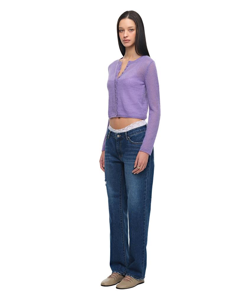 Toomuchtax Mohair Slim Fit Cardigan Lavender