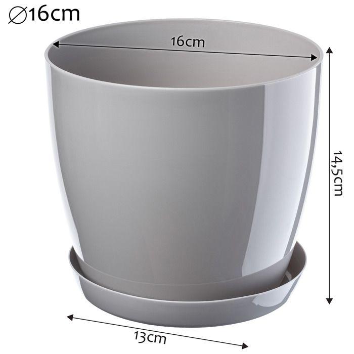 Pot De Fleur - KADAX - 16 Cm - Plastique - Gris - Avec Support Et Réserve d'Eau