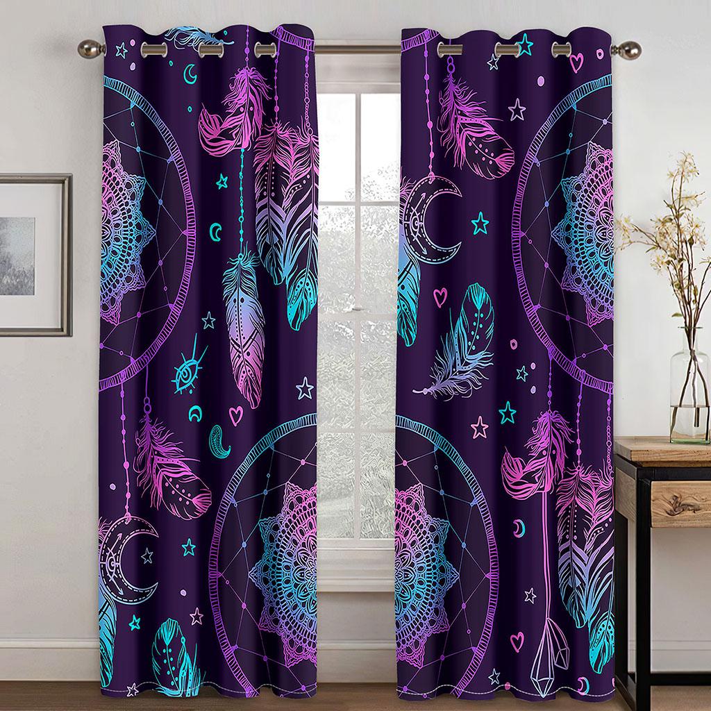 

Тканые шторы с принтом «Ловец снов», две независимые шторы, левая и правая, затемняющие шторы для спальни 132cmx160cm