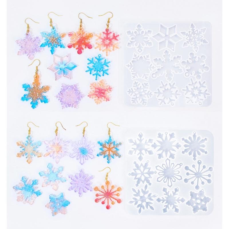 Χριστουγεννιάτικα Σκουλαρίκια Καλούπι Εποξειδική Ρητίνη Σιλικονούχα Καλούπια DIYs Κρεμαστό Νιφάδα Χιονιού Καλούπι Σκουλαρικιών Μπρελόκ Εργαλείο Κοσμημάτων Εποξειδικής Ρητίνης