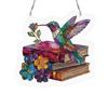 Bookish Acrylic Puzzle Suncatcher, Stained Glass Style Window Hanging Ornament, Hummingbird Floral Book DIY Sun Catcher Kit for Home Decor,