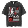 Anime Attack on Titan Vintage Washed Print T-shirt Mikasa Ackerman Eren Jaeger Wings of Freedom Logo Mens Summer Cotton T-shirts