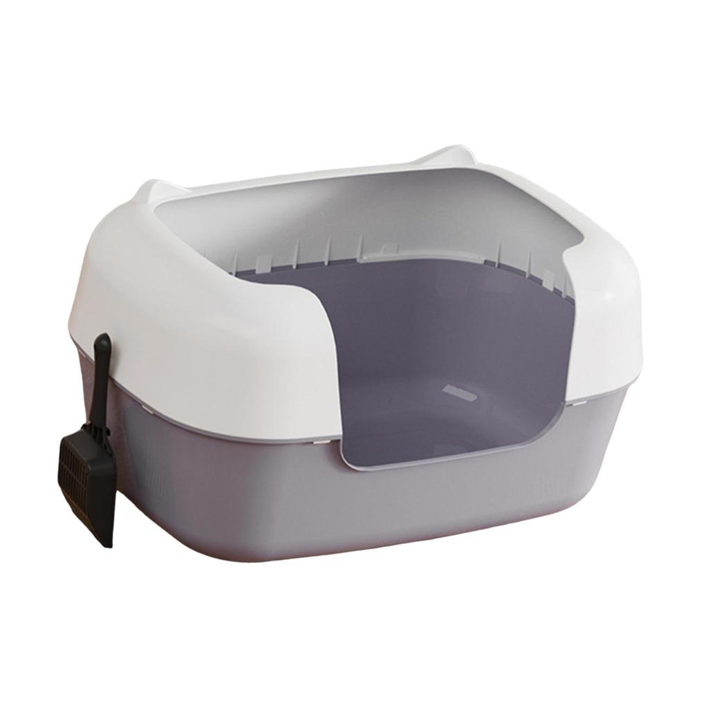 Open Top Pet Litter Box High Sided Removable Cat Toilet Pet Supplies Semi Closed Sifting Litter Tray for Small and Large Cats