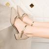 Women  SClassicexy Party Wedding Silver Square Heel Shoes Lady Casual Golden Comfort Pumps for Night Club Office Work Shoes