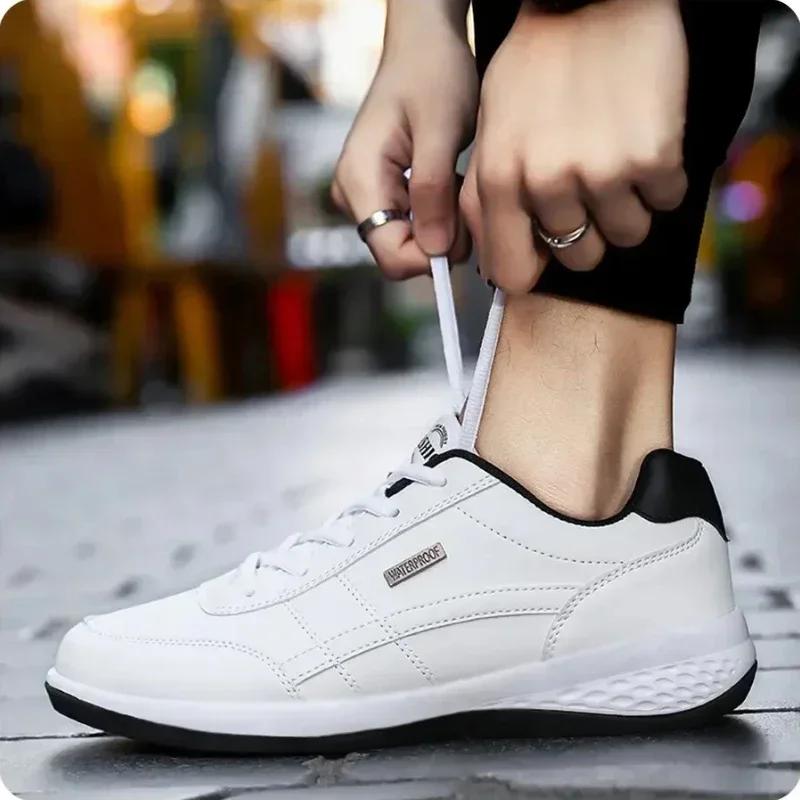 Casual Shoes Mens Outdoor Sport Tennis Sneakers Lightweight Comfortable Lace Up PU Trainer Formal Walking Flats for Men
