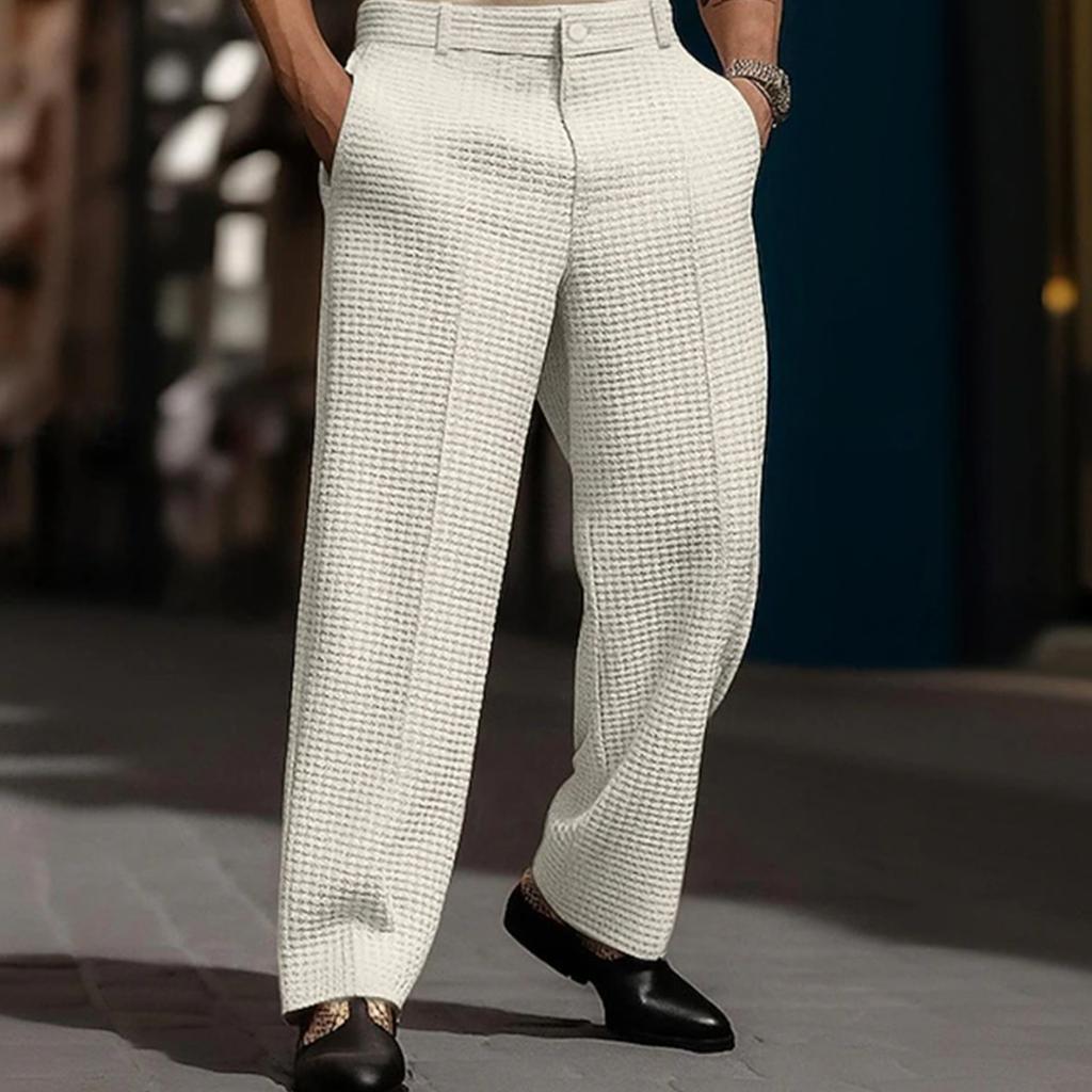Mens Dress Pants Relaxed Fit Suit Trousers Casual Lightweight Wide Leg Pleat Front Business Work Clothes