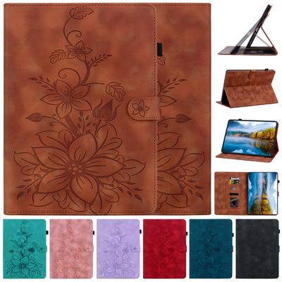 For Nokia T20 PU-lær Utsøkt blomsterpreget design Nettbrettveske