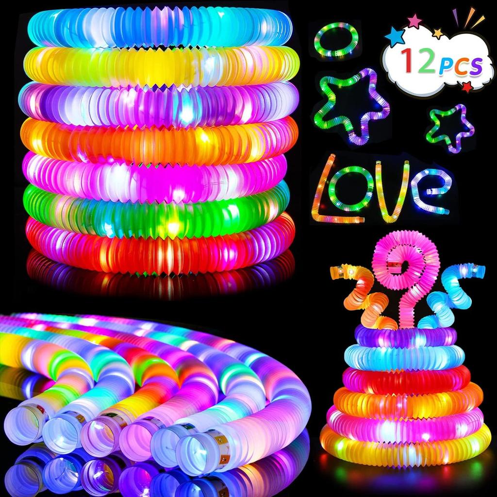 YeahBoom Pop Tubes, LED Stretch Tube, Partyzubehör im Dunkeln Röhren, Leuchtstäbe Party-Set, Leuchtende Pop Tubes, Leuchtendes Spielzeug, Leuchtstäbe