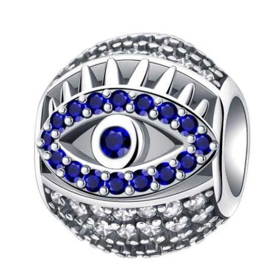 Copper Full Diamond Charms Colorful Heart Blooming Rose Round Beads Pendant Fit Original Bracelets Necklace Jewelry