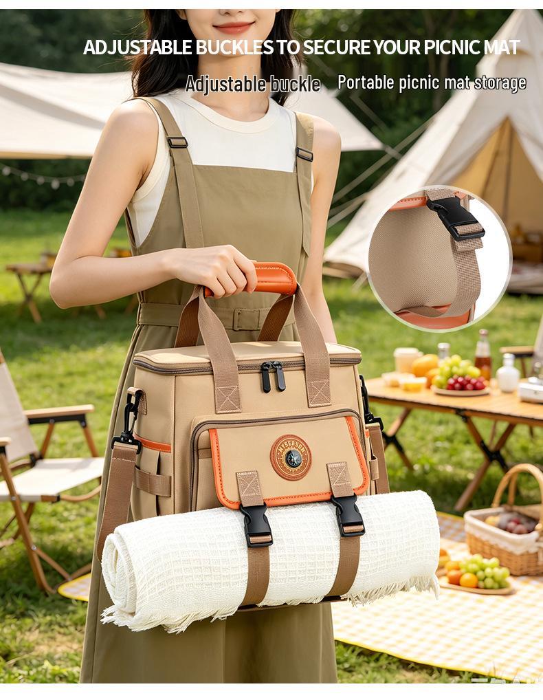 Large Capacity Insulated Outdoor Picnic Crossbody Travel Bag for Camping & Food Storage