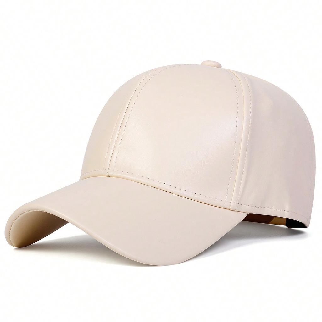 PU Leather Hat, Spring and Autumn Style, Men's and Women's Baseball Cap, Sun Shading Duckbill Cap
