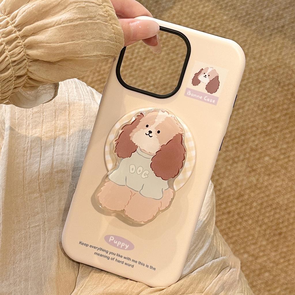 Cute Big Ear Dog Magnetic Bracket Apple 16 Mobile Phone Case IPhone 13 Suitable for 11 Philin 15 Promax Hard 14