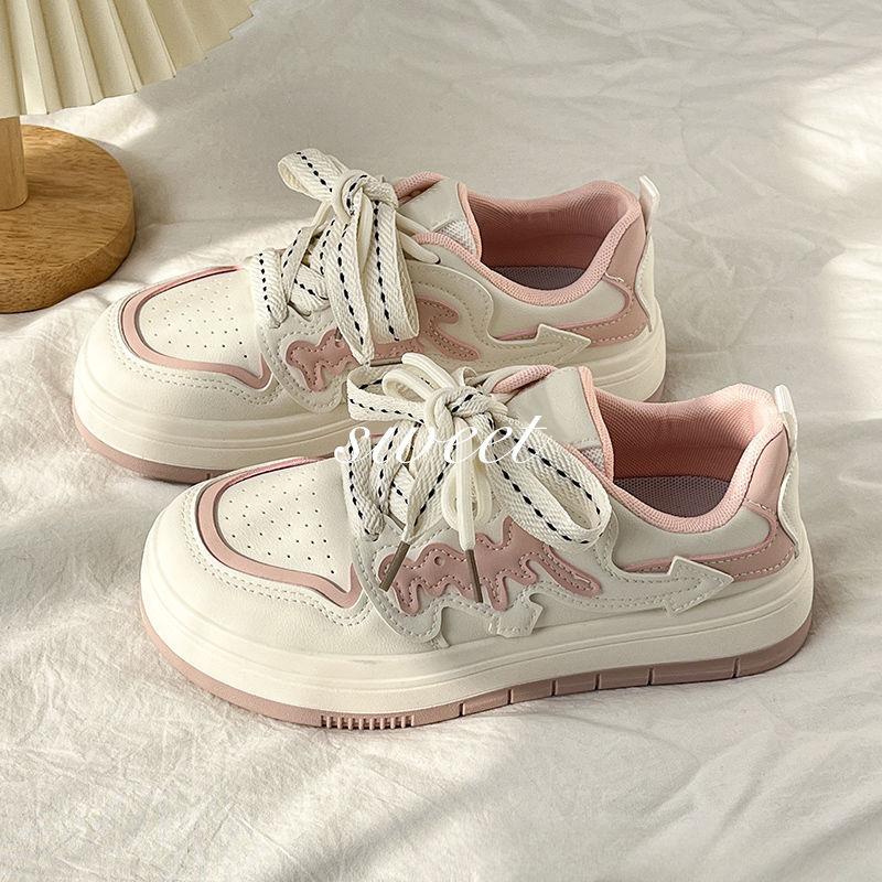 

Женские кроссовки Весна Новые красивые дышащие белые туфли Ins Модные студенческие универсальные женские туфли на платформе 40 розовый