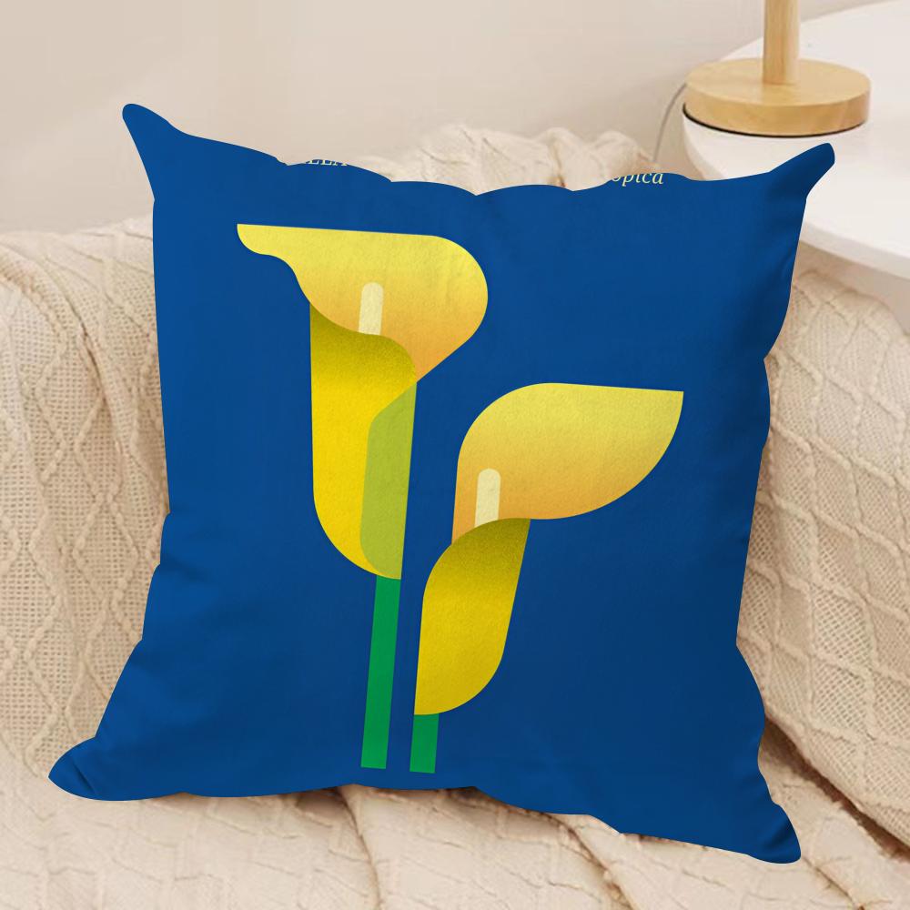 Flower Art Simple Cushion Cover Silky Short Plush DoubleSided Printed Pillow Case for Sofa All Seasons Home Decor Gift