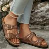 Fashion Summer Suede Flat Slippers for Women Soft Bottom Rivet Street Style Woman Slippers Buckle Strap Solid Woman Slides