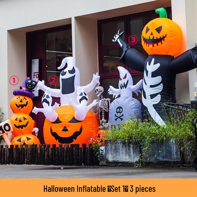 Large Halloween Pumpkin Lantern with Ghost and Spider Décor