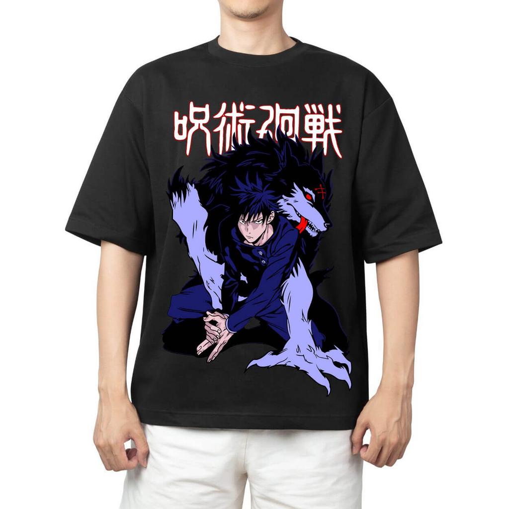 Jujutsu Kaisen Megumi Fushiguro Divine Dog Anime Print T Shirt Men 2026 Summer Casual Streetwear Oversized Cotton Tees Japanese