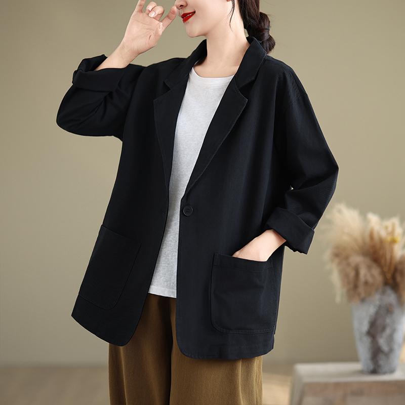 

DIMANAF 2024 Новая женская блузка, пальто, куртки, осень, винтажная пуговица, однотонная верхняя одежда, повседневная, с длинным рукавом, свободная, большого размера M бежевый