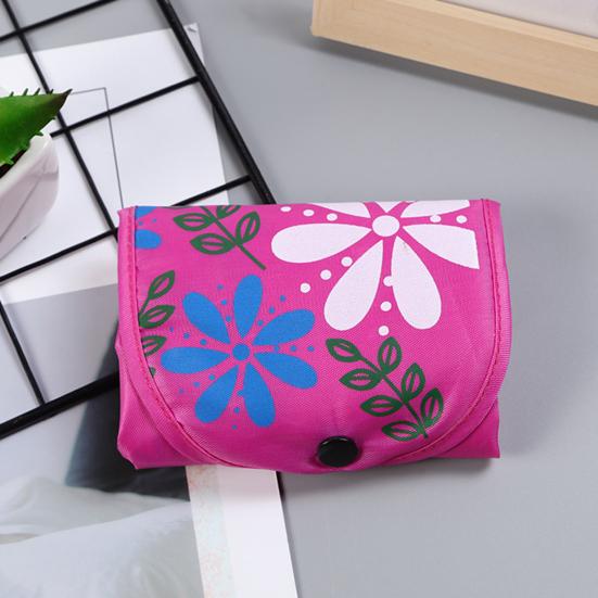 Folding Grocery Bag Reusable Large Capacity Shopping Bag Machine Washable Multi-purpose Flower Print Handbag Tote with Snap Button