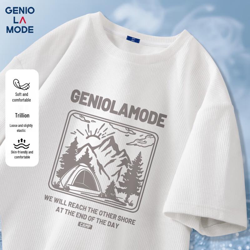 GENIOLAMODE Men s Heavyweight Waffle Knit T-Shirt L