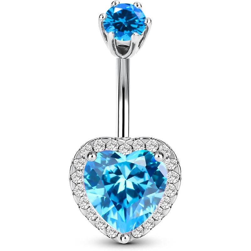 Fashion Zircon Belly Button Rings Stainless Steel Heart Navel Piercing Barbell Shiny Crystal Belly Rings For Women Body Jewelry