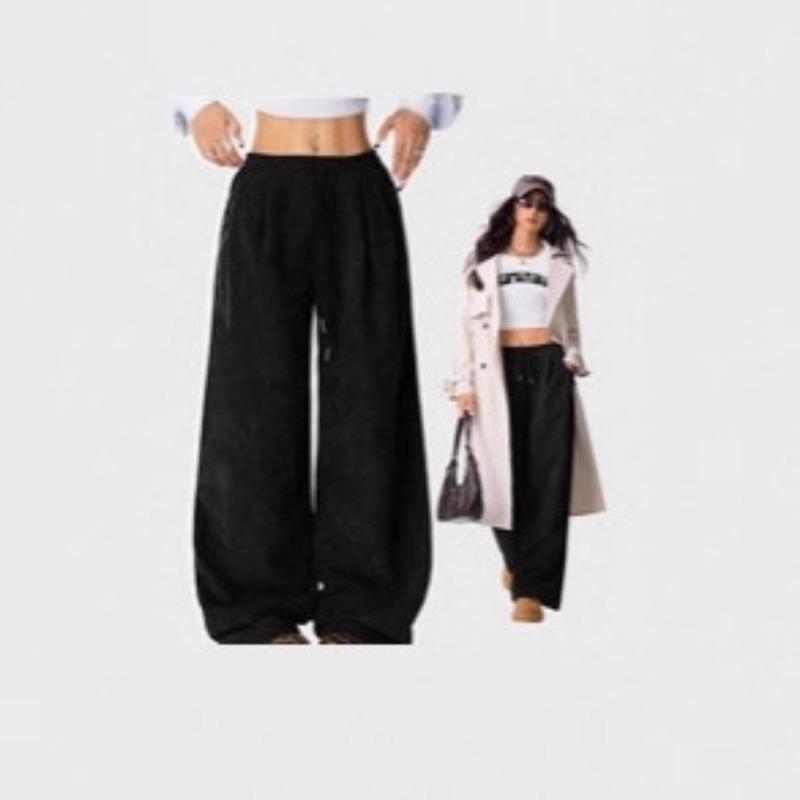 

2026 New Lazy Style High Waist Casual Versatile Draped Drawstring Wide Leg Pants S