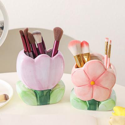 Blumenstifthalter aus Keramik, Schreibtisch-Dekoration, süßes Mädchen, Schreibtisch, Büro, Aufbewahrungsbox, Schreibwarenregal, Aufbewahrungsbehälter