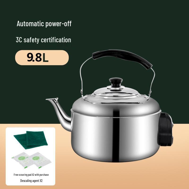 Large Capacity Stainless Steel Electric Kettle with Whistle, Auto Power Off, and Keep Warm Function for Office or Hotel Use
