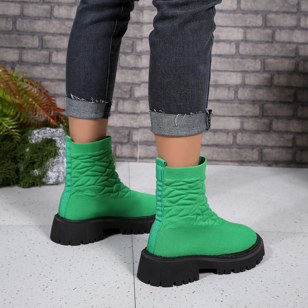 Fashion New Women Luxury Brand Plus Size Women's Boots Socks Shoes Women's Thick Bottom Casual Knitted Ankle Boots Size 36-43